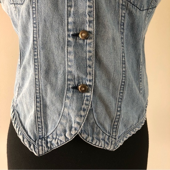 Womens Vintage Request button up cotton denim vest size M - Picture 2 of 11